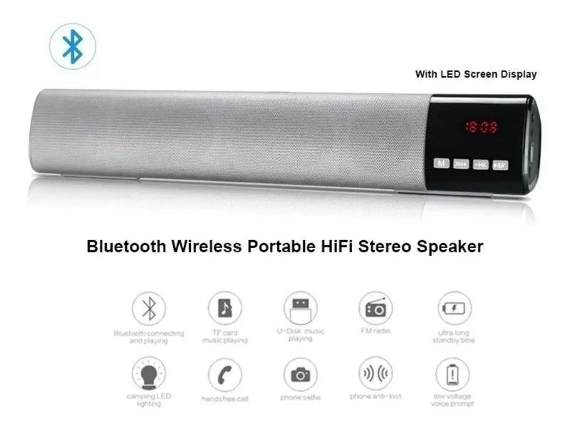 Barra Sonido Bluetooth Parlante 40cm Recargable Usb Fm Led Varios