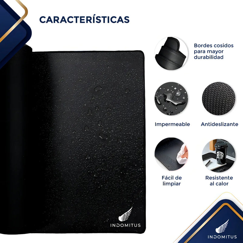 Mousepads Gamer Tapete Escritorio Extra Grande Alfombrilla de Ratón para Oficina Juegos Base Antideslizante Impermeable Keyboard Pad Color Negro Indomitus
