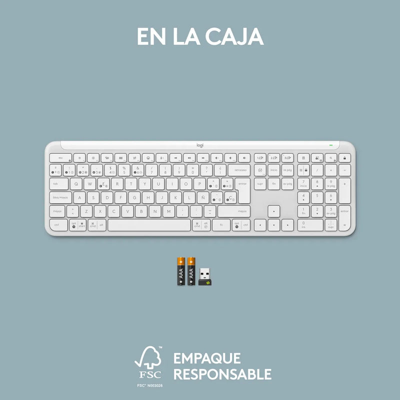 Logitech Signature Slim K950, Teclado Bluetooth / Bolt, Wht Teclado Blanco Idioma Español Latinoamérica