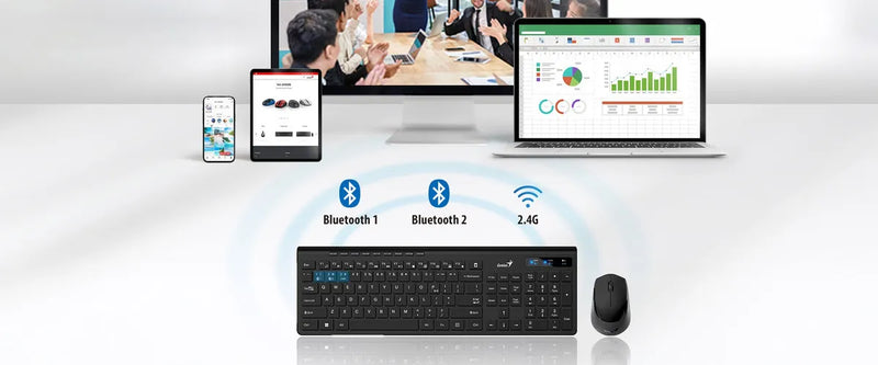 Combo Genius Teclado + Mouse Slimstar 8230 Wireless/bt Mouse Negro Teclado Negro