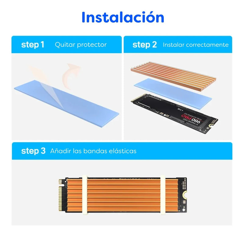 Kit Disipador M2 Aluminio Con Thermal Pad Memoria Nvme M.2