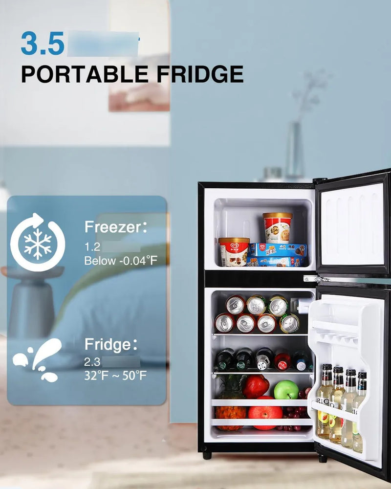 Refrigerador Compacto Retro 3.5 Pies Cúbicos Doble Puerta
