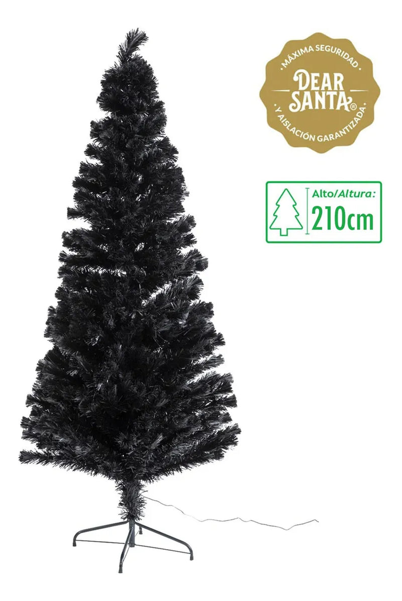 Árbol De Navidad Negro Fibra Óptica 210 Dear Santa