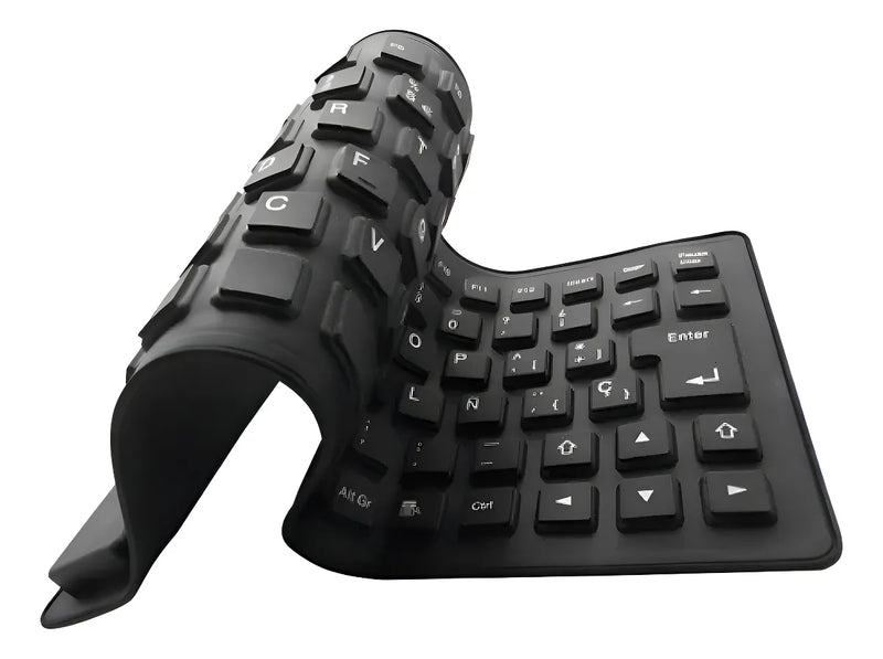 Teclado flexible de silicona usb plegable pc tab notebook Abnt2 flex2 color negro
