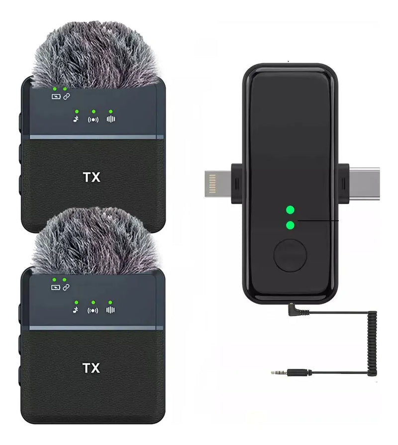 Microfono Sx31 De Solapa Inalambrico Para Celular Tipo C I Negro
