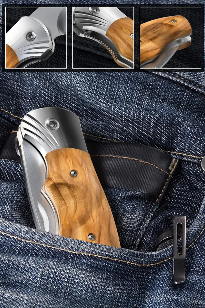 Para Hombre - Cuchillo De Bolsillo Plegable Con Mango De Mad