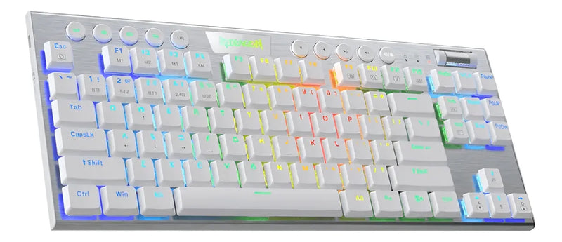 Teclado Gamer Inalámbrico Redragon Horus K621w Tkl Blanc Rgb Idioma Español Latinoamérica Color Del Teclado Blanco
