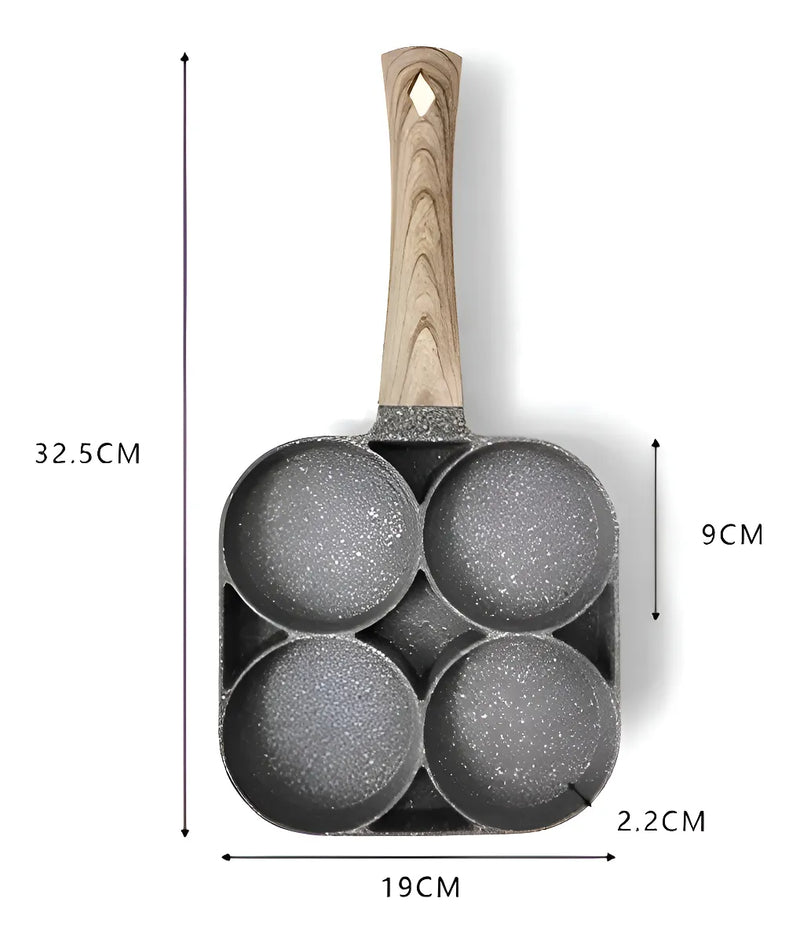 Sartén multiusos 3 en 1 con separadores para huevos y hamburguesas, color gris