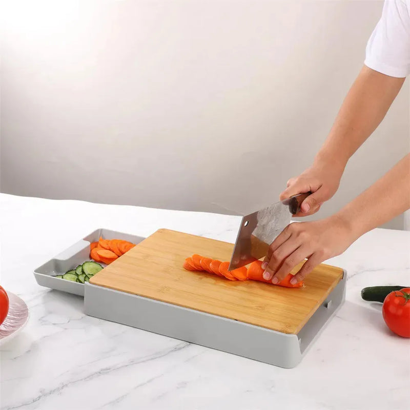 Tabla Picar Verduras Vegetales Madera Antideslizante Bandeja