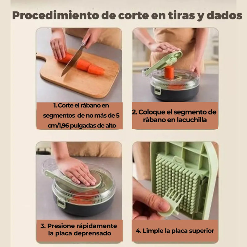 Picador Verduras Rallador Multifuncional Mandolina Cortador Verde Claro