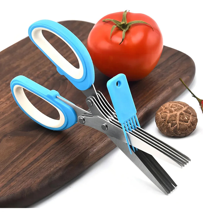 Tijeras de cocina con 5 cuchillas para cortar ensaladas, hierbas y condimentos