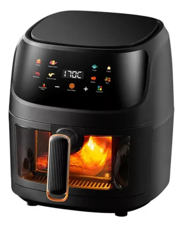 Freidora De Aire 8 Litros Sin Aceite Grande Air Fryer Negro Y Blanco