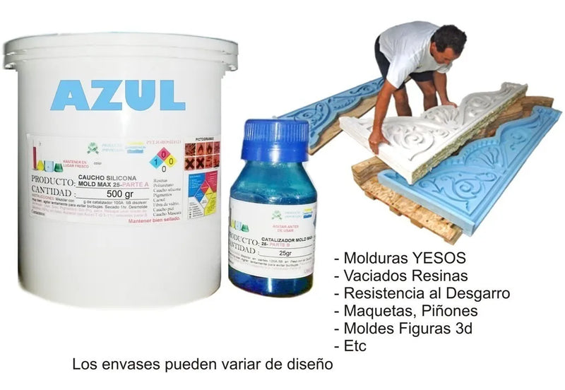 Caucho Silicona Mold Liquido Moldes X500g Molduras Yeso 3d