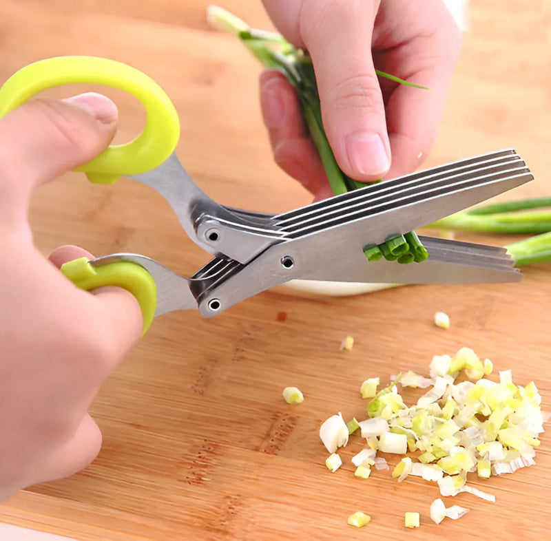 Tijeras De Cocina 5 Hojas Vegetales Papel Rapidez