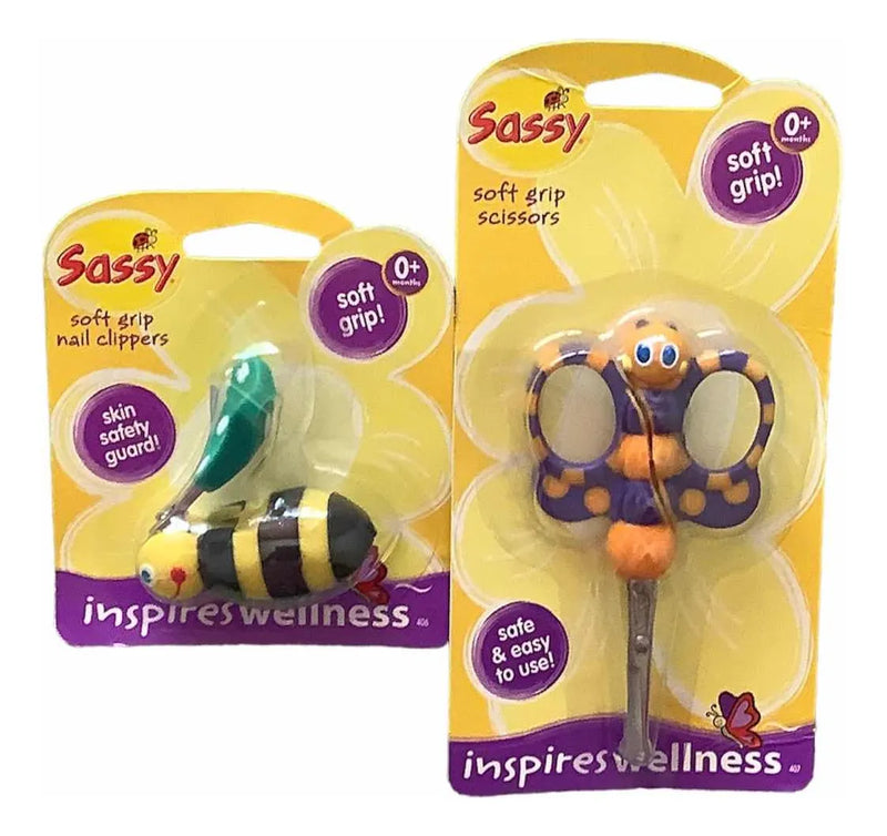 Cortauñas Abejita Y Tijeritas Mariposita Bebe Y Niños Set Amarillo Y Negro