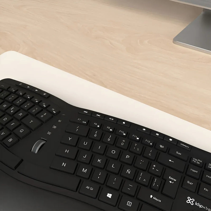 Teclado Klip Xtreme Transcend Wireless Ergonómico - Kbk-530s Color Del Teclado Negro