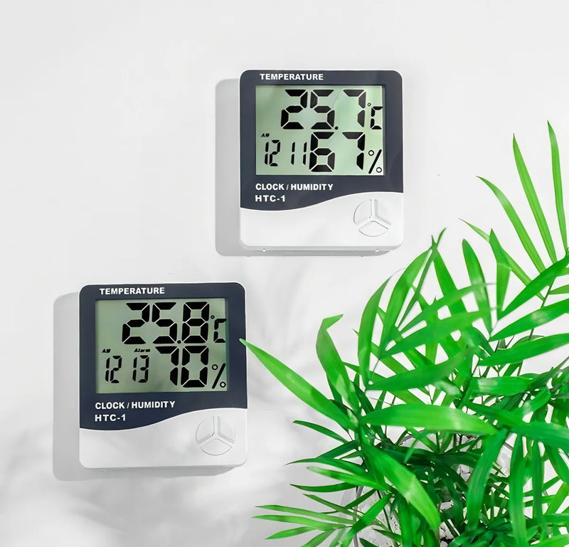 Higrometro Digital Termometro Medidor Humedad Reloj Alarma