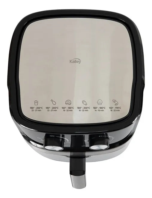 Freidora Aire Air Fryer Multifuncional Kalley Grande 6.3 Lt. Negro/plateado