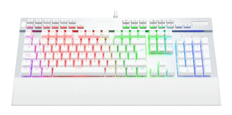 Teclado Redragon Yama QWERTY Outemu Purple español latinoamérica color blanco con luz RGB