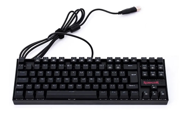 Teclado Redragon Kumara QWERTY Outemu Blue español latinoamérica color negro con luz RGB