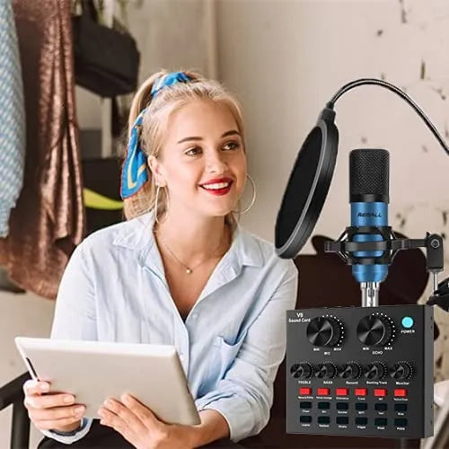 Mezcladora Tarjeta Sonido V8 Audio Grabacion Efectos Interfa Negro