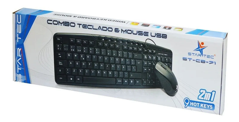 Combo Star Tec Mouse + Teclado St-cb-71 Usb Color del mouse Negro Color del teclado Negro