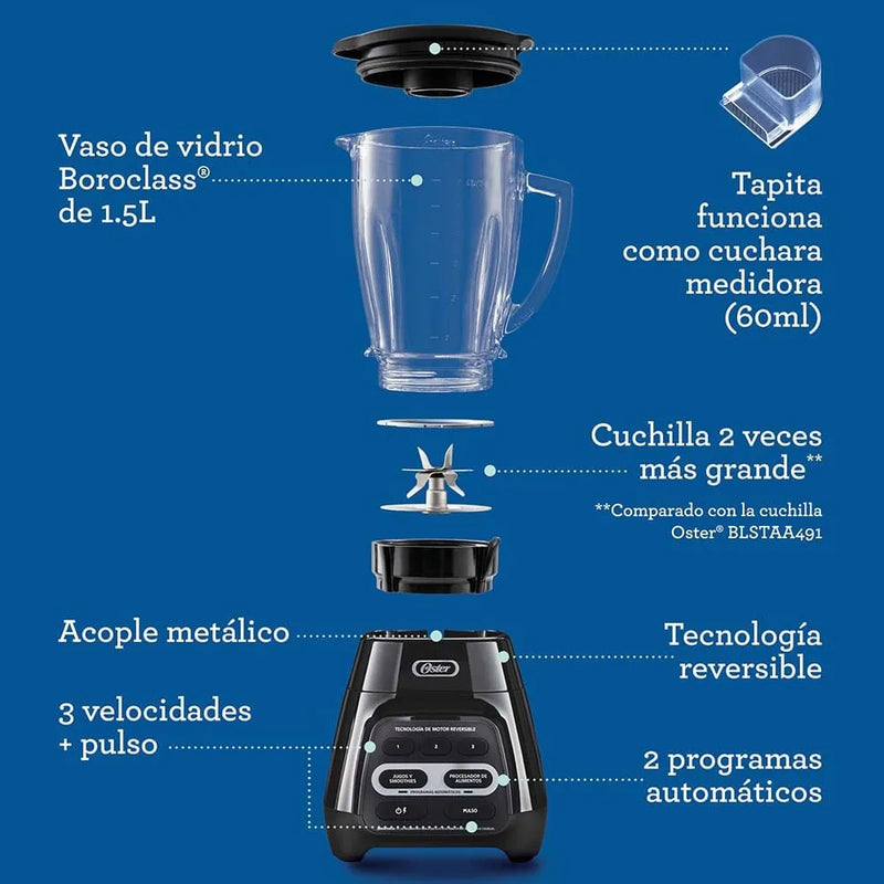 Licuadora Oster Con Programas Automáticos Y Tecnología Reve Color Negro