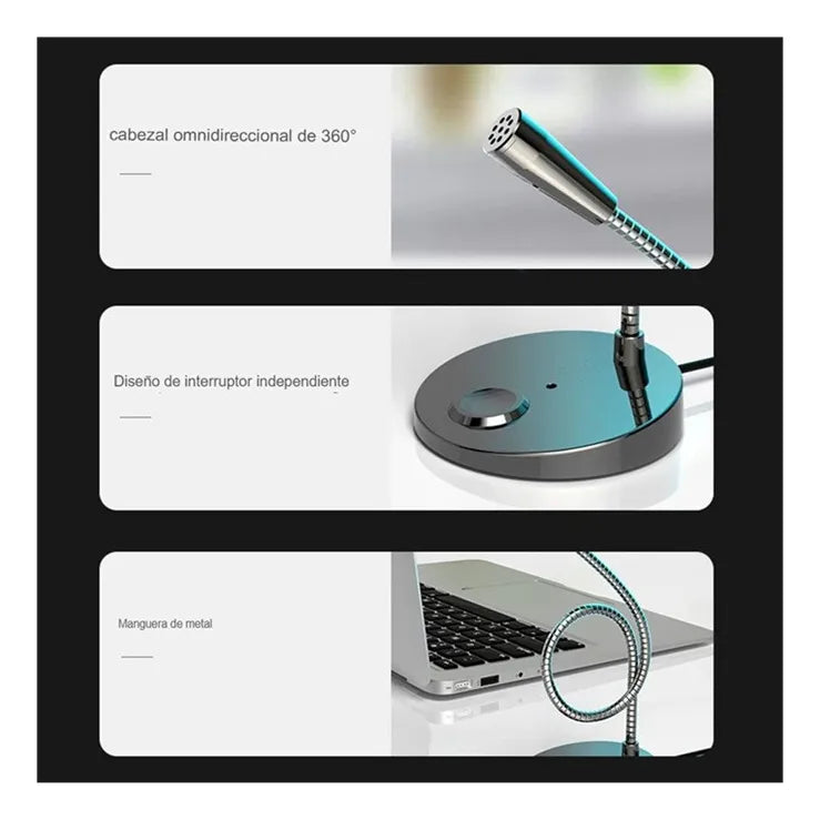 Micrófono De Mesa 360 Grados Fanmuran Con Acústica Profesion Color Negro