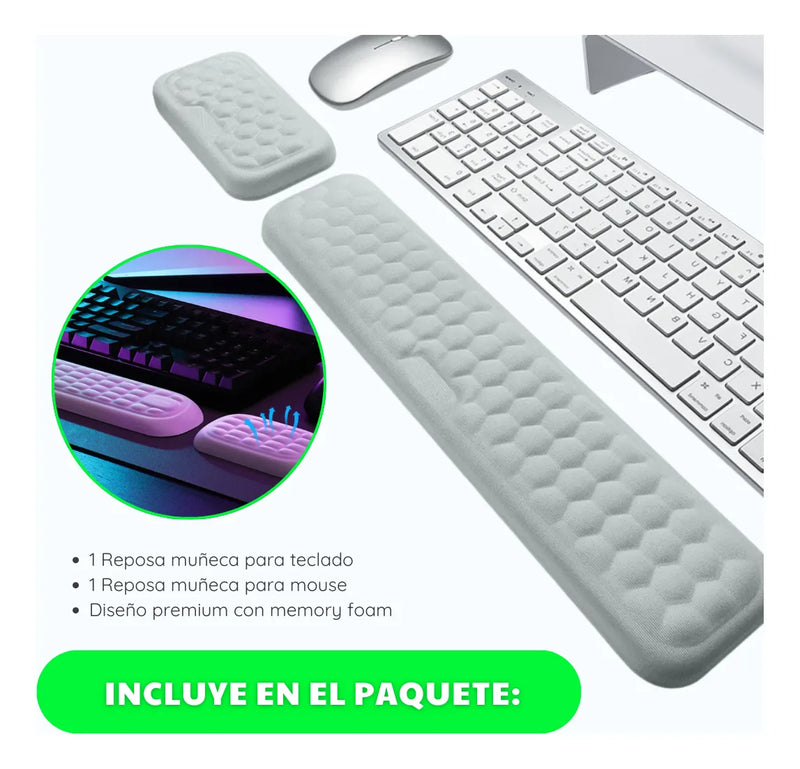 Apoya Muñecas Reposa Brazo Teclado Y Mouse Memory Foam Pad Gris No Aplica