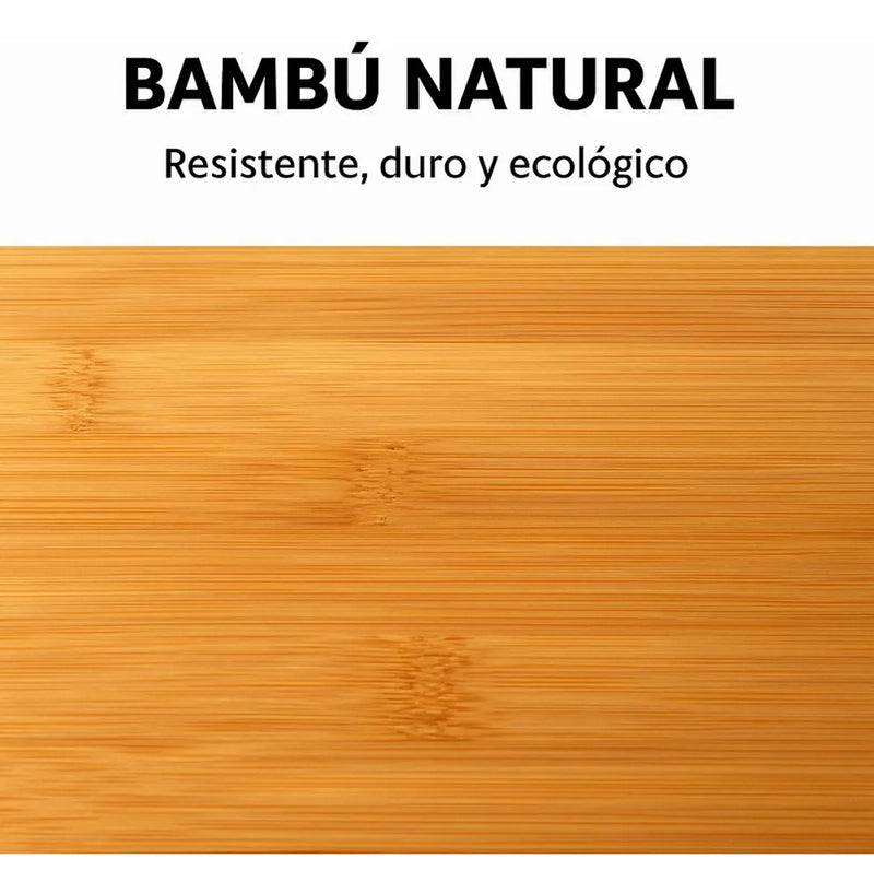 Tabla Bambú Cortar Verduras Bandeja Extraíble Multifuncional Lisa