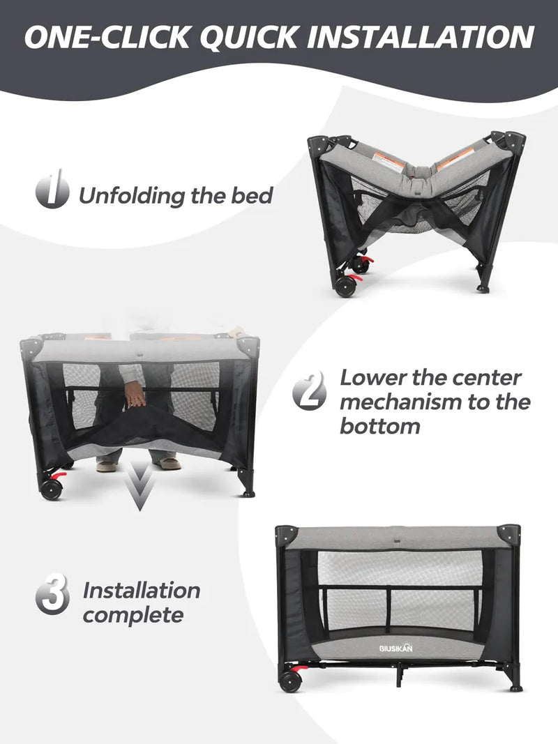 Biusikan Cuna Para Bebe, Empacar Y Jugar Con Moises, Cama De