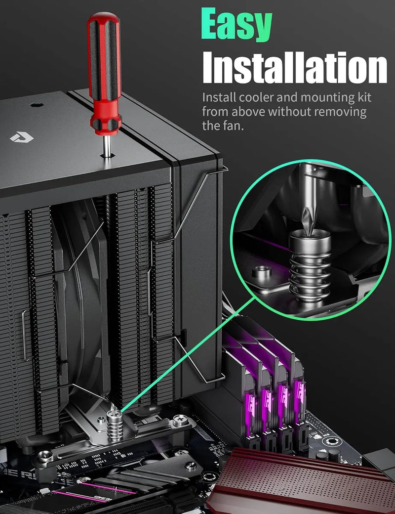 Cooler Uphere Rbg Negro De 6 Heatpipes Y 2 Fanes De 12cm
