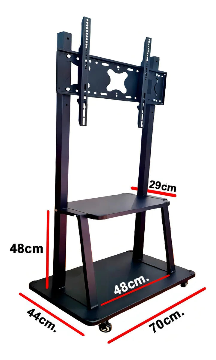 Soporte Base Tv Piso Pedestal Estante Reforzado 32 A75 Movi Color Negro