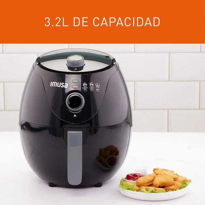 Freidora De Aire Imusa Air Fryer Esencial 3,2 Litros Negro