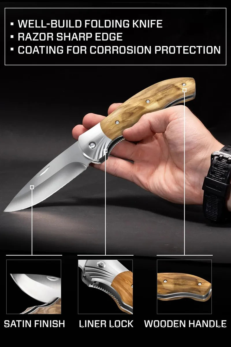 Para Hombre - Cuchillo De Bolsillo Plegable Con Mango De Mad