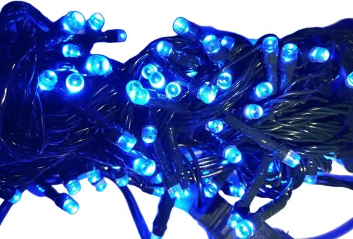Serie Navideña Luz Led Azul X100 Luces Cable Verde Paq. X2
