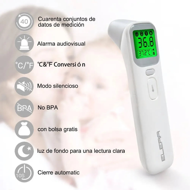 Termómetro Digital Infrarrojo Sin Contacto Bebé Adulto Pilas Blanco