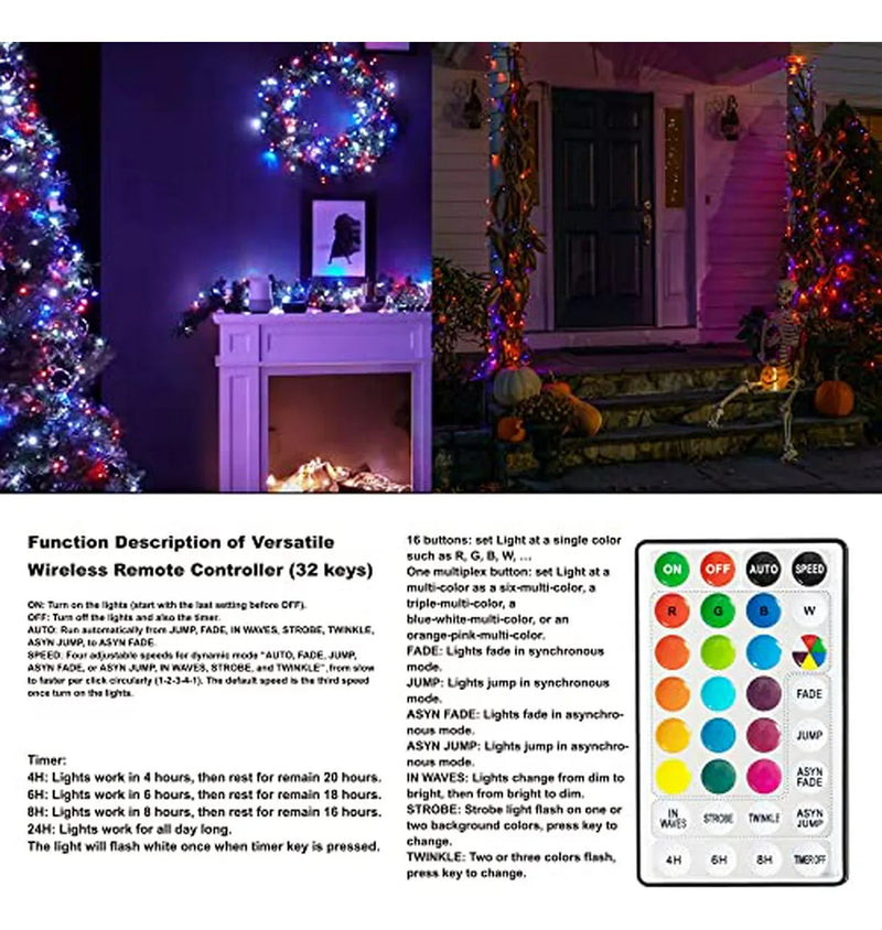 Luces Navideñas Cambiantes Dazzle, 33ft 100 Led Rgb Con Cont