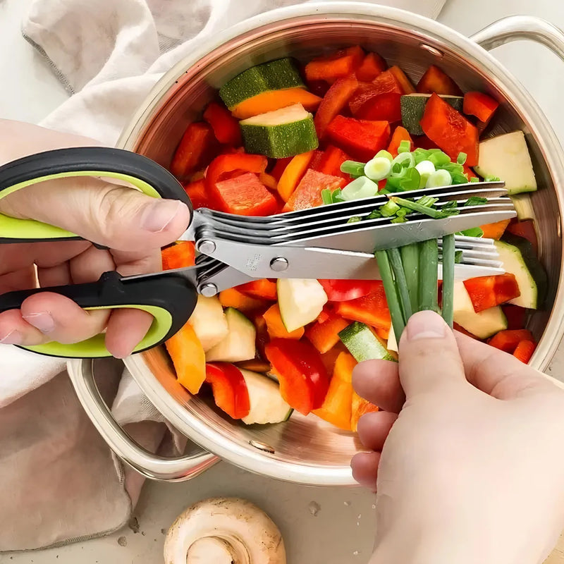 Tijeras de cocina con 5 cuchillas para cortar ensaladas, hierbas y condimentos