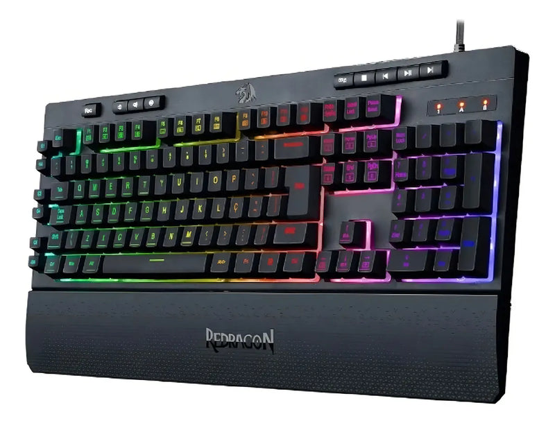 Teclado Gamer Redragon Shiva K512 RGB QWERTY Español Latinoamérica Color Negro con Luz RGB
