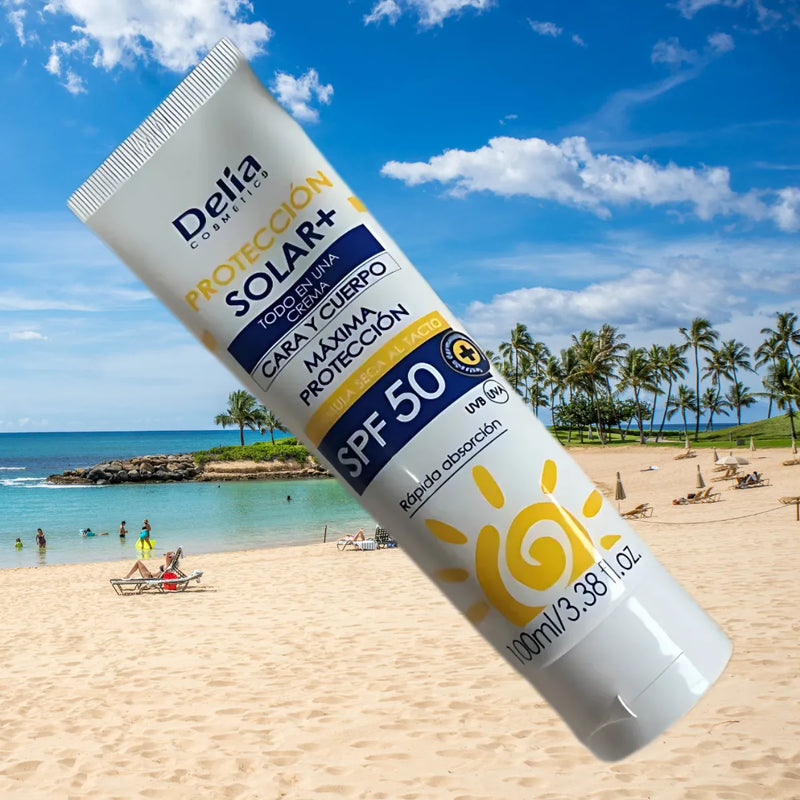 Bloqueador Protector Solar Cara Cuerpo Uv Crema Delia Spf 50