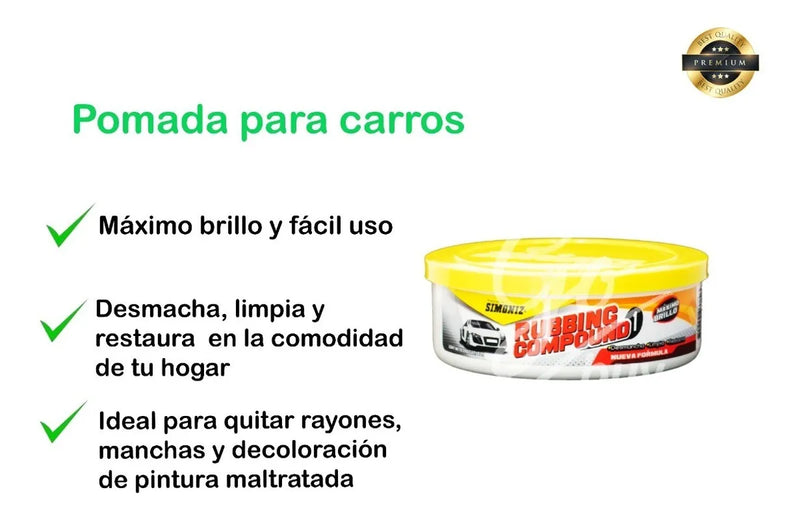 Cera Crema Pulidora Desmancha Rubbing Blanco Pintura Carro