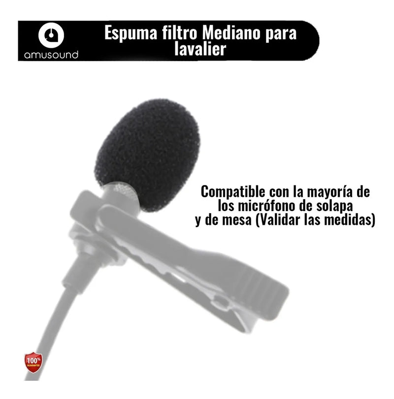 Filtro Micrófono Espuma Cortaviento Solapa Mesa X 5 Un Negro