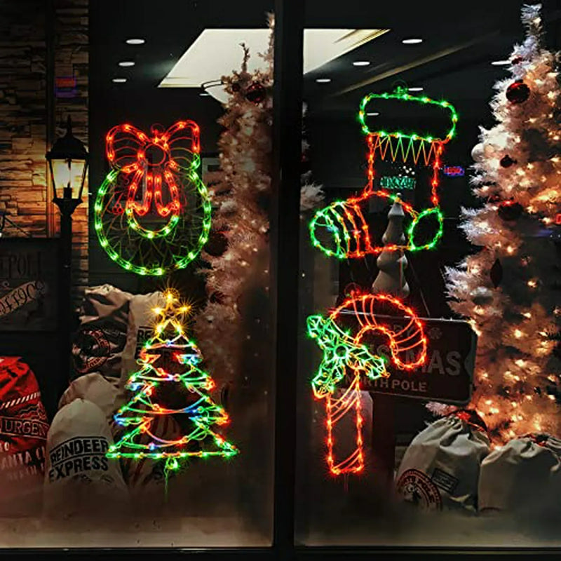 Luces Navideñas Para Ventanas, Set De 4 Luces Led Decorativa