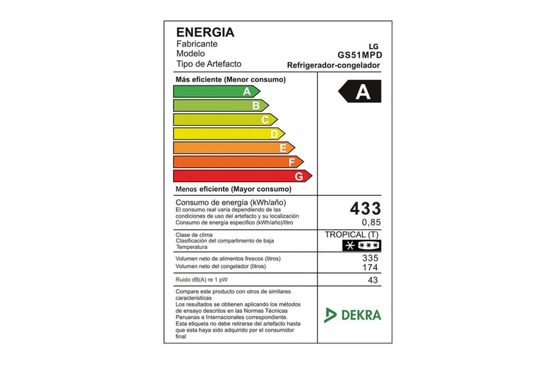 Nevecón LG Side By Side Inverter Compressor 519lt Ng Color Negro 110V/220V