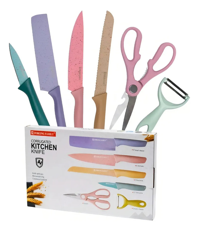Juego Set Cuchillos Cocina X 6 Piezas Colores