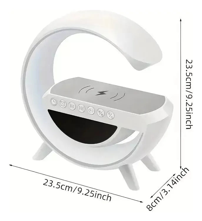 Parlante Bluetooth Con Luz Rgb Y Carga Inalámbrica + Reloj Blanco