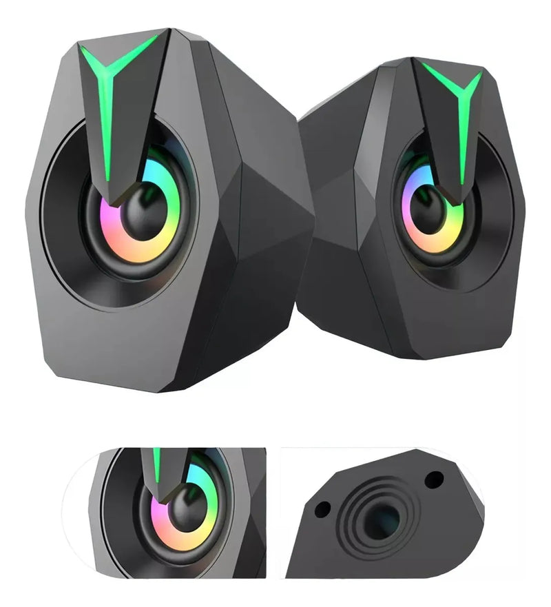 Altavoz Luces Led Rgb Audio Stereo Pc Reproductor Mp3 Ligero Diseño 1