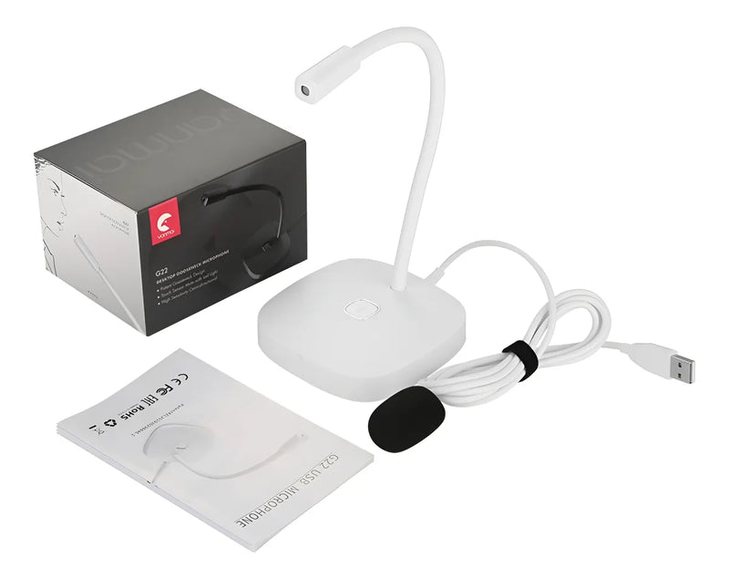 Micrófono de escritorio para pc notebook profesional color blanco G22 Seisa