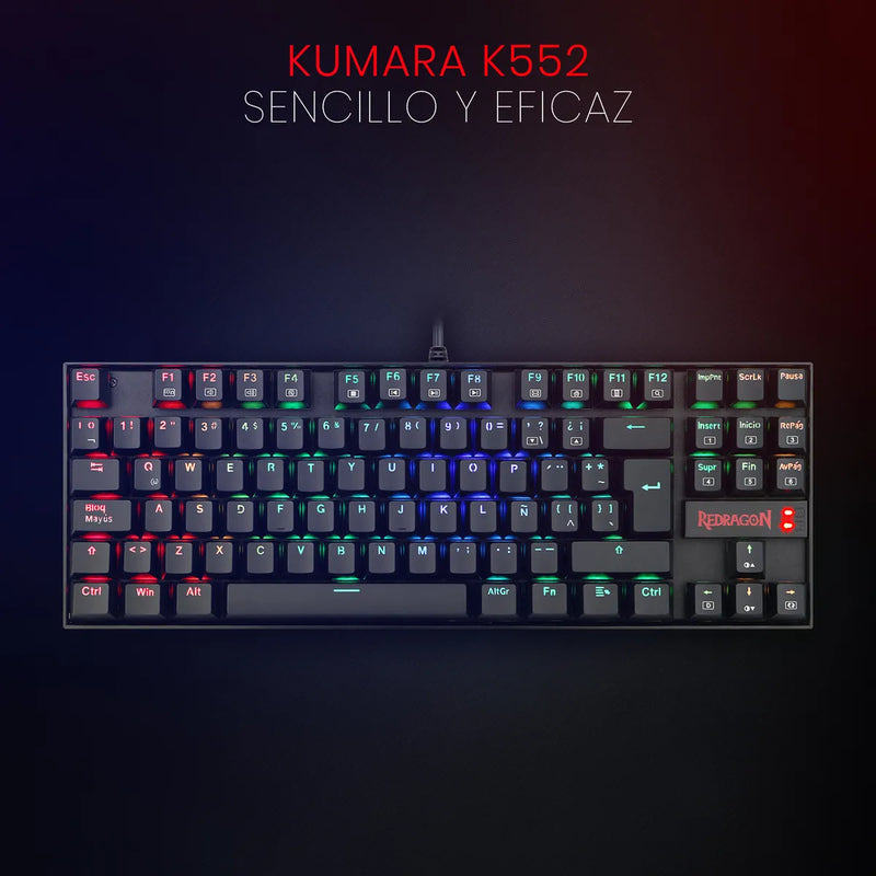 Teclado Redragon Kumara QWERTY Outemu Red español latinoamérica color negro con luz RGB